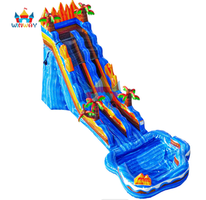 Toboggan aquatique gonflable volcan tropical avec piscine, toboggan double piste de qualité commerciale pour locations de fêtes estivales et parcs aquatiques - Product Image 1