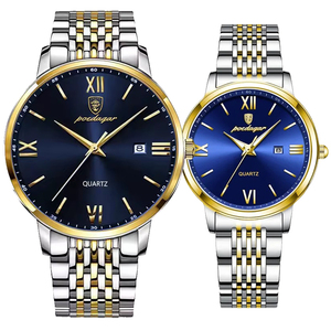 POEDAGAR 826/716 <span class=keywords><strong>Montre</strong></span> couple à quartz avec grand cadran <span class=keywords><strong>or</strong></span> rose, aiguilles lumineuses, affichage de la date, Reloj <span class=keywords><strong>Montre</strong></span>, montres pour femmes <span class=keywords><strong>et</strong></span> hommes - Product Image 1