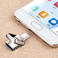 Clé USB 3.0 Type C rotative 2-en-1 en métal avec porte-clés, clé mémoire OTG, vente en gros, gravure de logo personnalisée