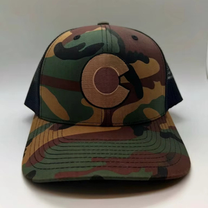 Gorra de camionero clásica de 6 paneles con bordado personalizado de malla de camuflaje, gorra de camionero original 112P, hecha en Vietnam - Product Image 1