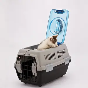 Pet aksesuarları plastik Pet hava taşıyıcı köpek seyahat sandık havayolu onaylı taşıma kutusu