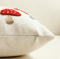 Housse de coussin rectangulaire en polyester style américain, broderie champignon feuille d'érable, 12x20 pouces