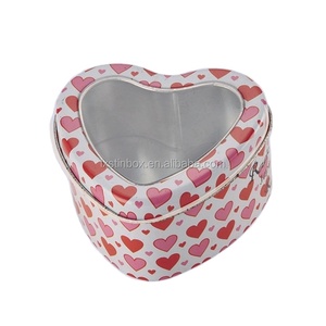 OEM Factory Heart-Shaped Gift <strong>Tin</strong> Boxes PVC Window Lid Recyclable Food <strong>Tin</strong> Can <strong>Cake</strong> Stickers Pencil Chocolate <strong>Storage</strong> Square - Product Image 5