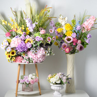 Décoration florale populaire pour mariage printanier, fleurs artificielles en soie personnalisées, roses roses style jardin Monet, chemin de fleurs pour allée de mariage au sol