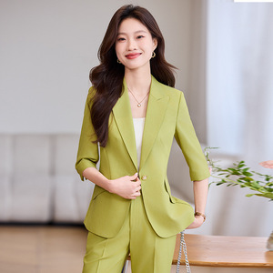 Women's Professional Suit Set Solid Color Lightweight Breathable No-Wrinkle Treatment Casual Formal Wear - Product Image 4