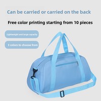 Sac de sport bleu avec logo, bandoulière, multi-poches, pour voyage, week-end, yoga, nuit, danse