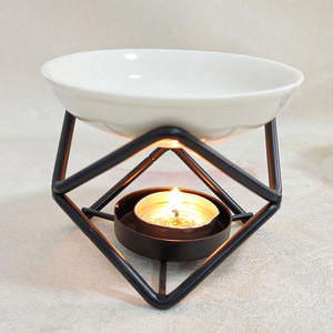 Ywbeyond Noir Irion Cadre Blanc Céramique Poêle À Huile Arôme Parfum Parfumé Photophore Aromathérapie Brûleur À L'huile Essentielle - Product Image 4
