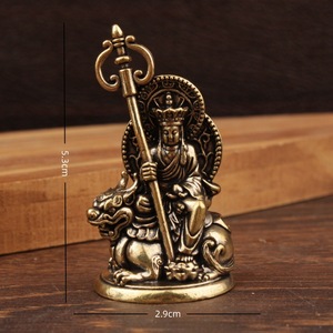 Figura de Latón de Ksitigarbha Bodhisattva Montando una Bestia Mítica, Artesanía Metálica 3D, Decoración para el Hogar, Adorno de Escritorio - Product Image 4