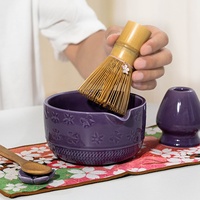 Service à thé matcha de style japonais 8 pièces, bol à matcha transfrontalier, fouet à thé cent brins, ensemble de thé en céramique pour le thé