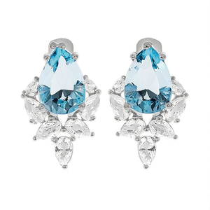 Orecchini a bottone in cristallo placcato argento con design a forma di fiore per donna, gioielli romantici alla moda per feste - Product Image 1