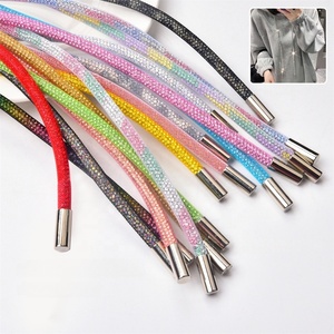 Cordon de serrage en strass brillant pour sweat à capuche, pantalon, ceinture, tuyau en caoutchouc, corde diamantée avec <span class=keywords><strong>maille</strong></span>, accessoires de vêtements DIY - Product Image 1