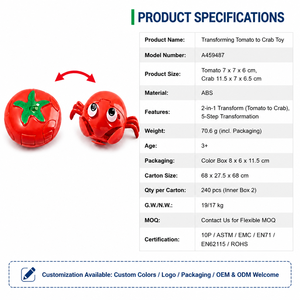 Giocattolo Trasformabile da Pomodoro a Granchio, Gioco Educativo Creativo per Bambini, Puzzle Magico Deformabile, Regalo Originale - Product Image 2