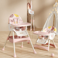 Chaise haute pour enfants pliable et portable 3-en-1 multifonctionnelle avec roulettes réglables