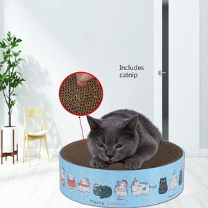 Rascador Redondo para Gatos, Azul, Rosa, Amarillo, Cartón Corrugado de Alta Densidad, Juguete Duradero para Gatos de Navidad - Product Image 1