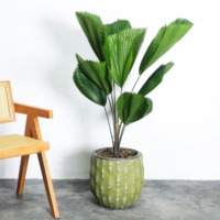 Pot de fleurs créatif en ciment motif cactus, grand calibre, décoration artistique, motif circulaire, simple, vert, crème, international, Heals