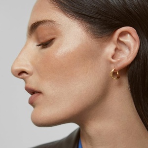 2025 nouvelle haute qualité délicate vente chaude 925 argent Sterling 18k or Boho minimaliste tourbillon gros petit cerceau boucles d'oreilles - Product Image 5