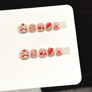 Vente en gros de faux ongles pour enfants faits à la main, design 3D chat et poney, 10 pièces, acrylique, faux ongles mignons pour filles - Product Image 5