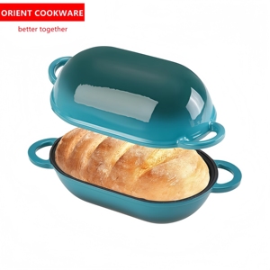 Marmite ovale en fonte émaillée durable à prix d'usine avec couvercle pour la <span class=keywords><strong>cuisson</strong></span> du pain au levain, moule à pain avec couvercle - Product Image 4
