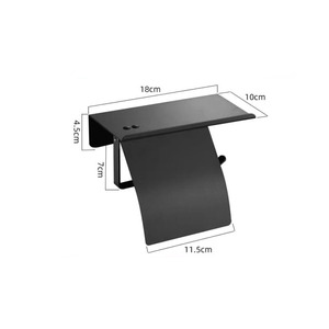 YOTO acier inoxydable noir <span class=keywords><strong>mural</strong></span> porte-rouleaux de <span class=keywords><strong>papier</strong></span> toilette porte-serviettes avec étagère pour téléphone portable porte-<span class=keywords><strong>papier</strong></span> de salle de bain - Product Image 2