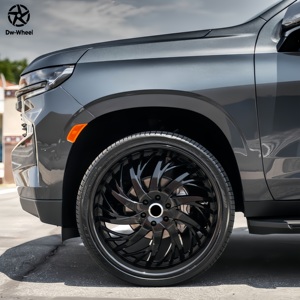 Rines Forjados DW Spiral Cyclone 24 26 Pulgadas 6x139.7 en Negro Brillante con Borde Profundo para Chevrolet Tahoe Suburban GMC Yukon - Product Image 5