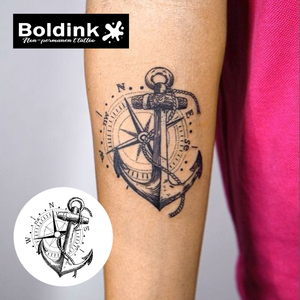 <span class=keywords><strong>Tatuaje</strong></span> Temporal <span class=keywords><strong>de</strong></span> Tinta Jagua <span class=keywords><strong>de</strong></span> Larga Duración (2 Semanas), Resistente al Agua, con Diseño Realista <span class=keywords><strong>de</strong></span> Ancla Náutica y Brújula, Personalizado por Boldink - Product Image 3