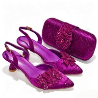Ensembles de chaussures et sacs de luxe ornés de strass, chaussures à talons pour femmes pour fêtes nigérianes, sacs à main pour femmes