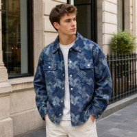 Chemise-veste en jean délavé pour homme, col rabattu, boutonnée, manches longues, coupe ample, style urbain, mélange de coton, décontractée