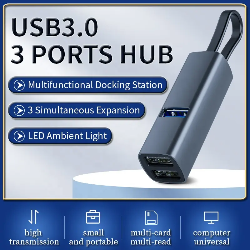 Fábrica por atacado Alumínio novo design USB 3.0 USB C HUB Data Transfer Receiver 3.0 + 2.0 3 portas HUB para Mac Pro PC