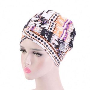 Wholesale Custom Logo African Image Long Tube Head <b>Wrap</b> Hats Nigerian Autumn Print Muslim Scarf Turban 3D Embroidery Cotton - Product Image 3