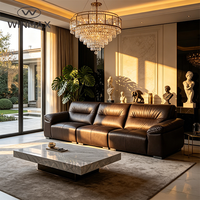 Nouveau canapé de salon WINMAX S139 moderne carré en cuir véritable trois places avec garantie d'un an pour une utilisation en hôtel et en villa