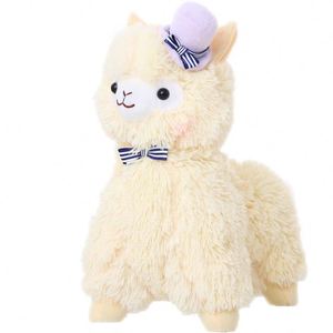 35Cm Màu Trắng Màu Hồng Màu Be <span class=keywords><strong>Alpaca</strong></span> Sang Trọng Mềm Mại Sang Trọng llama Búp Bê Đồ Chơi Với Bow Và Hat - Product Image 3