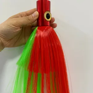 Leurre de pêche à la traîne avec tête en cuivre de 11 pouces, avec cheveux en nylon pour le jeu, leurre de pêche