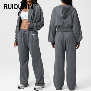 Ensemble de sport RUIQUWIN OEM, nouveau design, sweat-shirt à col rond et cordon de serrage, manches longues, pantalon de <span class=keywords><strong>jogging</strong></span> taille haute - Product Image 1