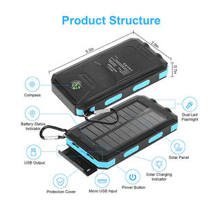 Batterie Externe Solaire Étanche 20000mAh Double USB avec Support, Entrée DC Type C, Batterie au Lithium Polymère, Protection Contre la Charge Excessive - Product Image 6