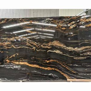 プレミアムブラジル産ブラックフュージョン花崗岩ゴールドスラブ、研磨済み天然ジュパラナマグマゴールド花崗岩、壁、キッチンカウンター、バスルーム用 - Product Image 3