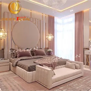 Tasarımlar lüks masif ağaç otel mobilya 5 yıldız ana kral yatak odası takımı