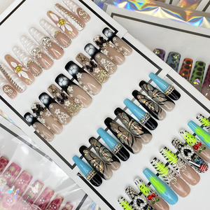 Ongles pressés faits main de luxe, paillettes brillantes, design de salon, décoration de <span class=keywords><strong>serpent</strong></span>, faux ongles en acrylique, manucure exquise, 10 pièces - Product Image 3