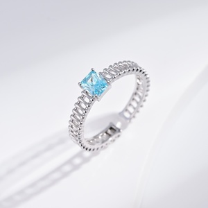 custom plata 925 sterling <b>Silver</b> Princess Cut Topaz <b>rings</b> Engagement <b>adjustable</b> simple colorful stone gold plated <b>ring</b> for woman - Product Image 1