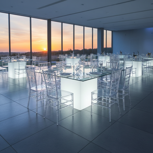 Led Illuminated <strong>White</strong> Acrylic Banquet <strong>Dining</strong> <strong>Table</strong> With Clear Top - Product Image 4