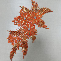 Appliques en tissu faites à la main, perlées, florales 3D, à sequins et strass, multicolores, pour cols, corsages, patchs en dentelle et accessoires pour foulards