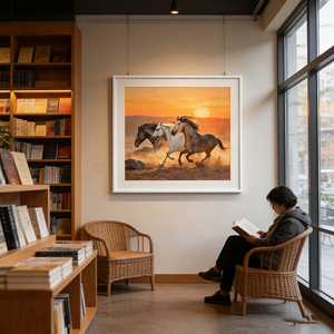 Peintures d'animaux imprimées, tableau mural décoratif Chevaux Dorés, papier peint mural, décoration murale marocaine, décoration de salon - Product Image 6