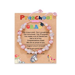 Pulsera Infantil con Dijes, Diseño de Unicornio, Perlas Rosadas Shambhala, Aleación Trenzada, para Jardín de Niños - Product Image 6