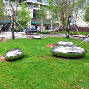 Stainless Steel Egg <b>Bench</b> Outdoor Modern Mirror Finish Park Patio Furniture Contemporary Design Durable <b>Metal</b> Seat - Product Image 3