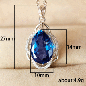 Collana con Ciondolo in Pietra Blu Reale per Donne, Gioiello Scintillante alla Moda per Uso Quotidiano, Idea Regalo - Product Image 5