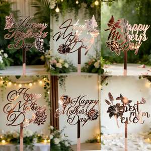 Decoración Floral de Acrílico para Pastel del Día de la Madre, Letras de Feliz Día de la Madre, Letreros para Cupcakes, Pastelería, Mesa de Postres, Decoración para Celebraciones en Casa - Product Image 6