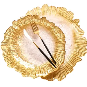 Европейская винтажная Западная тарелка золотое солнце кружевная тарелка домашний десерт холодный Стейк Салат стеклянная тарелка