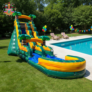 Vente en gros de toboggan aquatique géant tropical de 18 pieds 20 pieds 22 pieds toboggan <span class=keywords><strong>gonflable</strong></span> pour adultes pour jardin d'enfants toboggan aquatique - Product Image 1