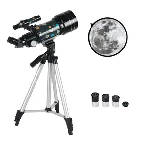 30070-c1 150 X telescopio rifrattore ottico da 70mm per bambini di alta qualità da 300mm di lunghezza focale con treppiede in alluminio