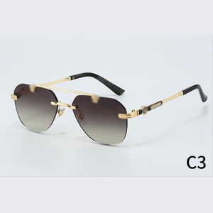 Gafas de Sol Clásicas Carer Doradas, Gafas de Marca de Lujo, Gafas de Sol de Diseñador, Gafas de Metal sin Montura, Gafas con Protección UV - Product Image 6