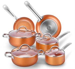 Eco-friendly 10pcs aluminium cooking pot /fry pan with non stick /kitchen cookware set